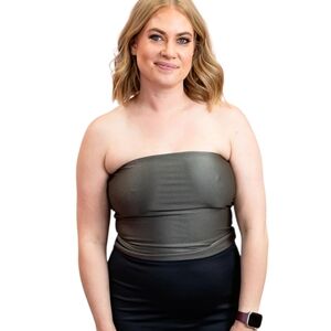NWT Second Skin Jewel Tone Gunmetal Y2K Bustier Tube Top Size XS & Small